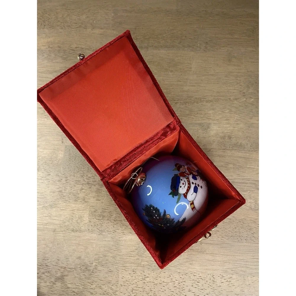 Pier 1 Christmas Ornament Blown Glass Hand Painted Li Bien‎ 1999 Snowman